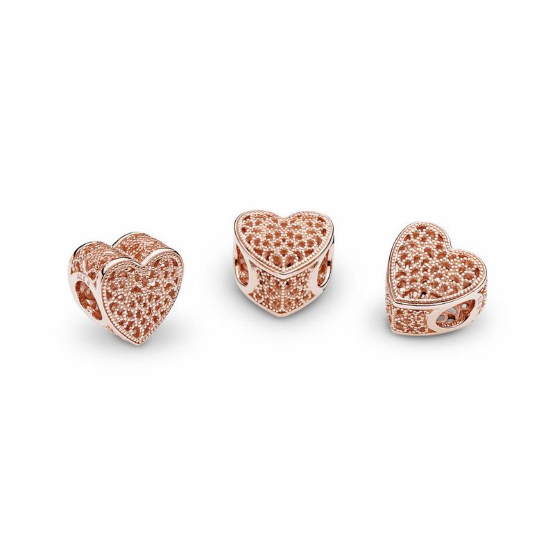 Pandora Filigree & Beaded Heart Charm NZ, Pandora Rose™ (053194-QYX)